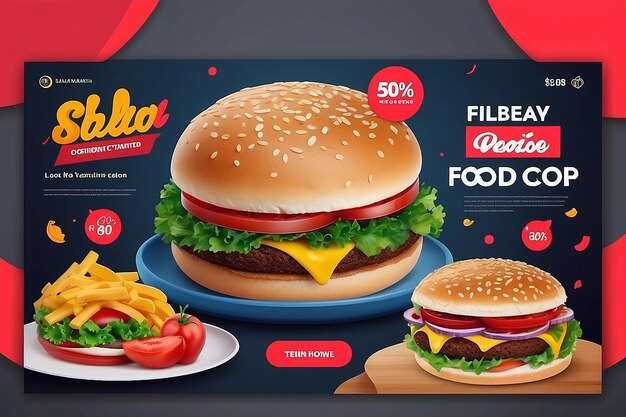 Social media post banner for food promotion suitable for banner ad web and food content