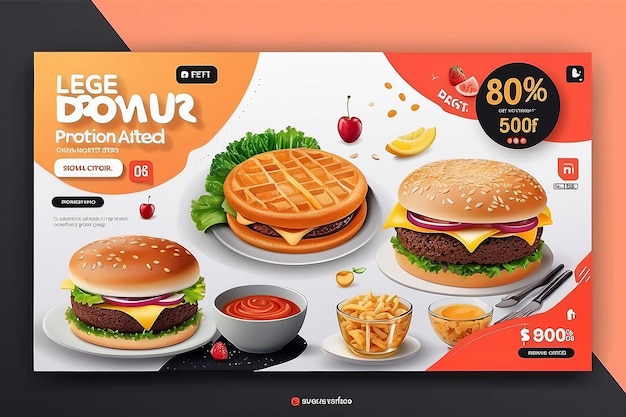 Social media post banner for food promotion suitable for banner ad web and food content