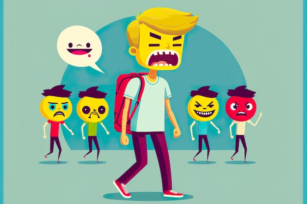 Social phobia flat illustration