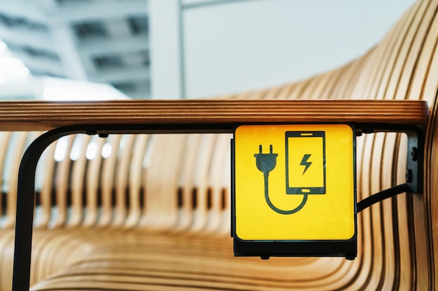 Sockets for charging smartphones and gadgets in the terminal terminal.