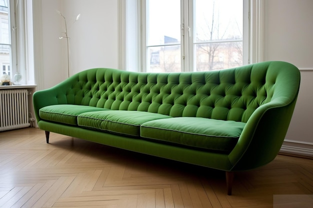 Sofa in the apartment green retro sofa vintage sofa interior design