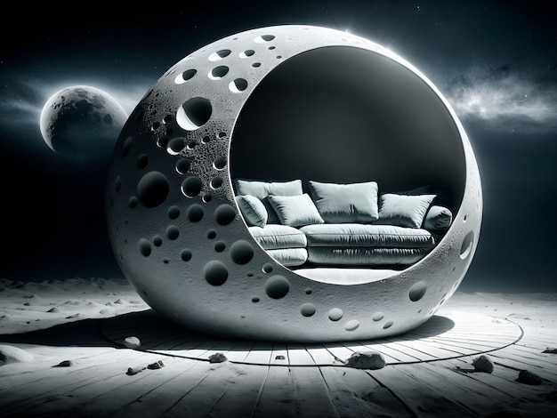 Photo a sofa designed to resemble a moon