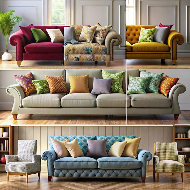 Photo sofa in different shapes and style