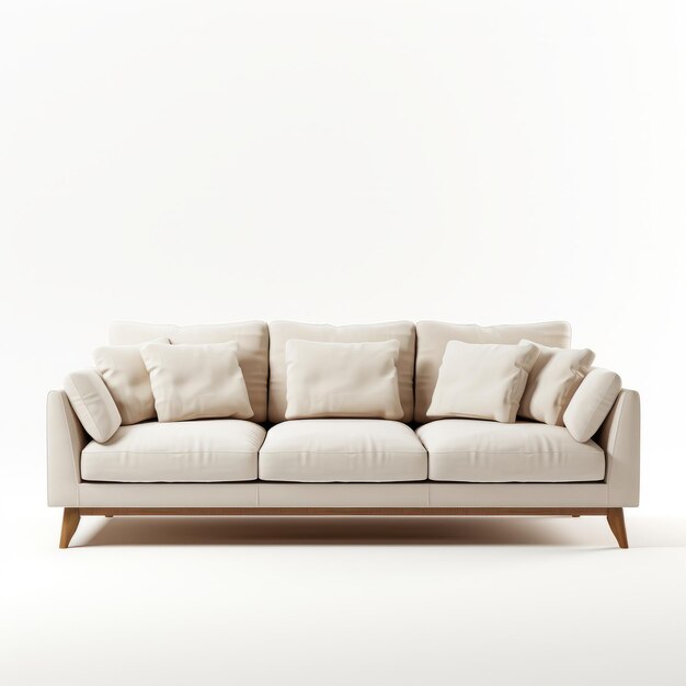 Sofa isolated on white background 3D rendering clipping path