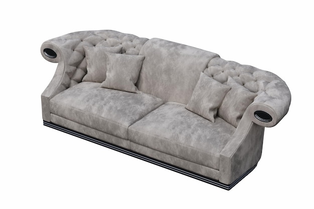 sofa isolated on white background, interior furniture, 3D illustration, cg render