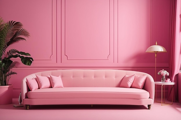 Sofa in a pink room