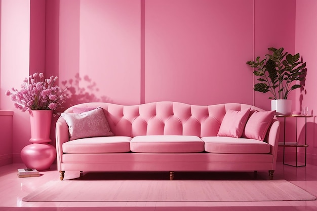 Sofa in a pink room