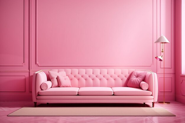 Sofa in a pink room