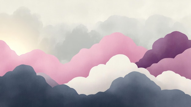 Soft abstract clouds in pastel hues create a calming artistic landscape