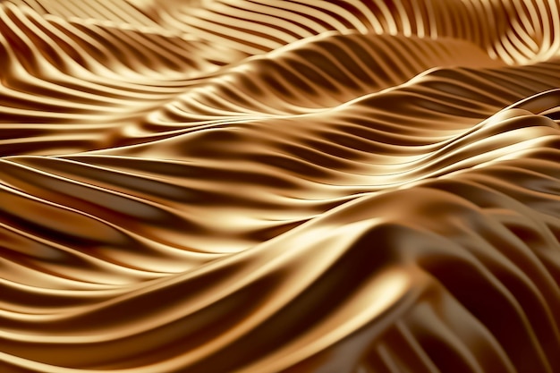 Soft abstract shapes with gold background AI generated