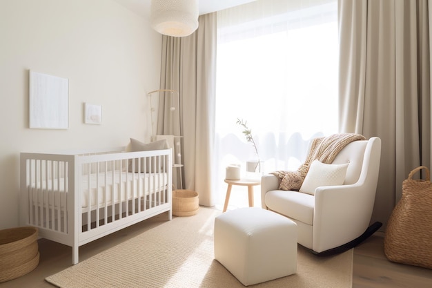 Soft baby room white Month wall Generate Ai