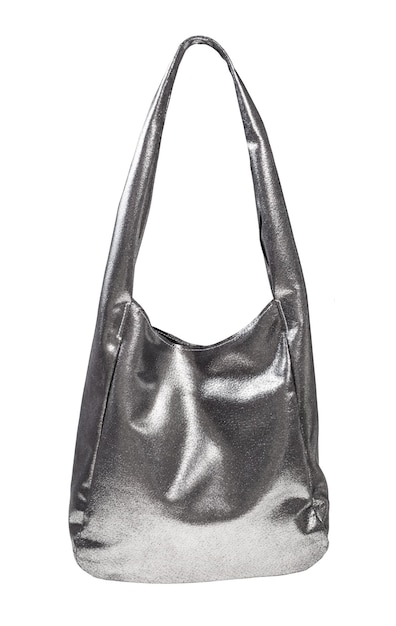 Soft bag handmade from silver leather isolated