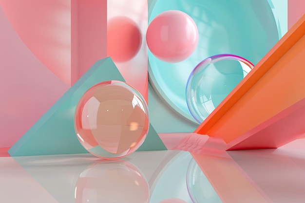 Photo soft ball and abstract geometric background 3d rendering