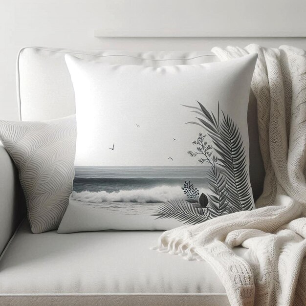 Photo soft blank pillow in a wellarranged and modern interior