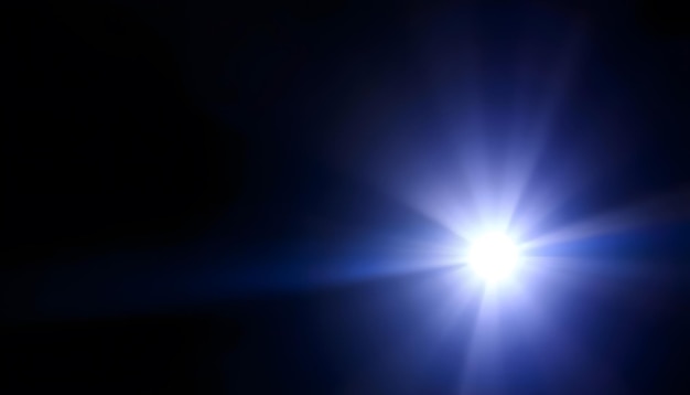 Soft Blue Lens Flares Illuminating The Dark isolated with white highlights