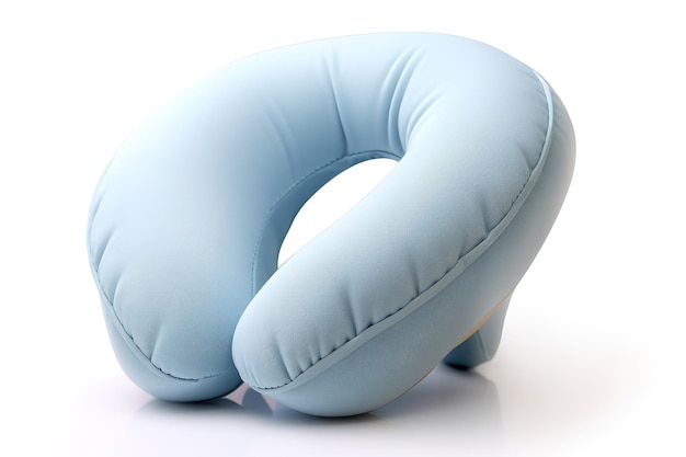 Photo a soft blue neck pillow for restful travel adventures on white or png transparent background