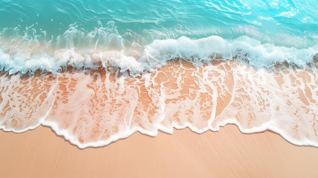 Soft blue ocean wave on clean sandy beach