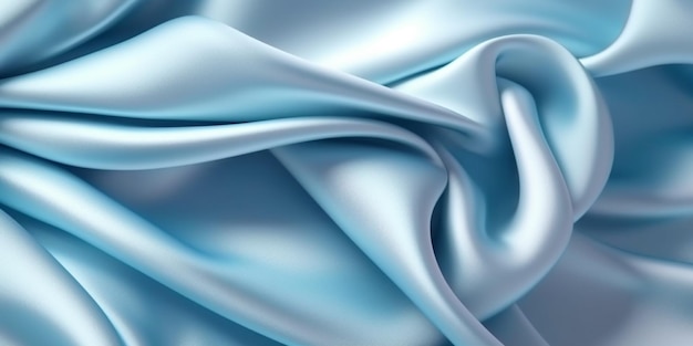 Soft blue silk satin background elegant wavy fold by generative AI tools