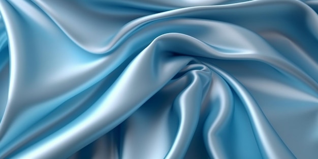 Soft blue silk satin background elegant wavy fold by generative AI tools