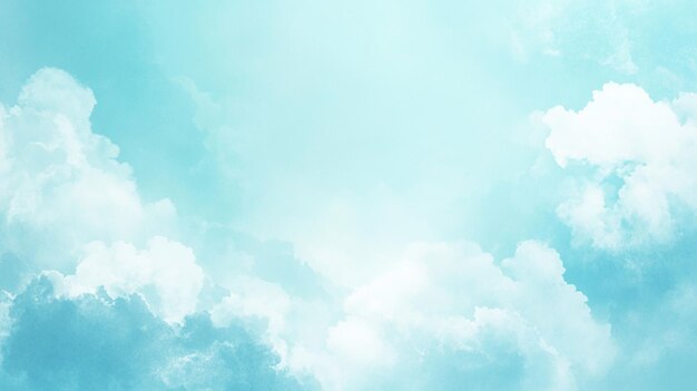 Soft Blue Sky with Fluffy White Clouds