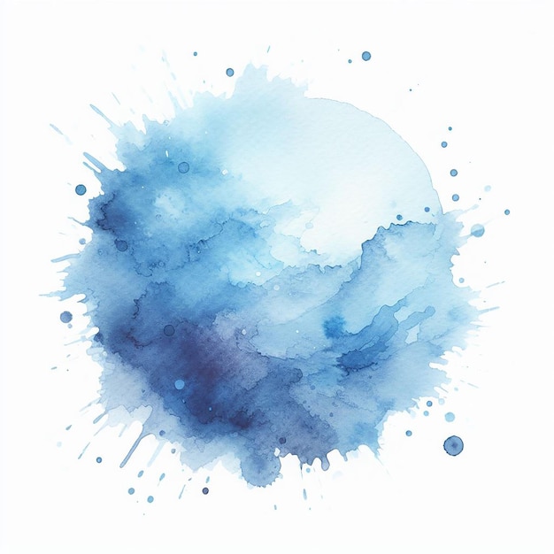 Soft blue watercolor splash in white background