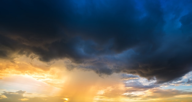 Soft and blur rain cloud in sunset time