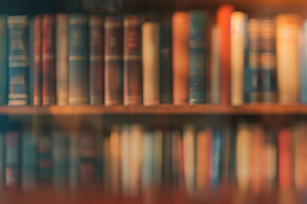 Photo soft blurred abstract library background with books peaceful reading vibe