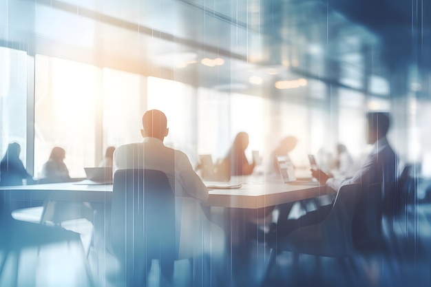 Soft of blurred people meeting at table Abstract blurred office interior space background Business