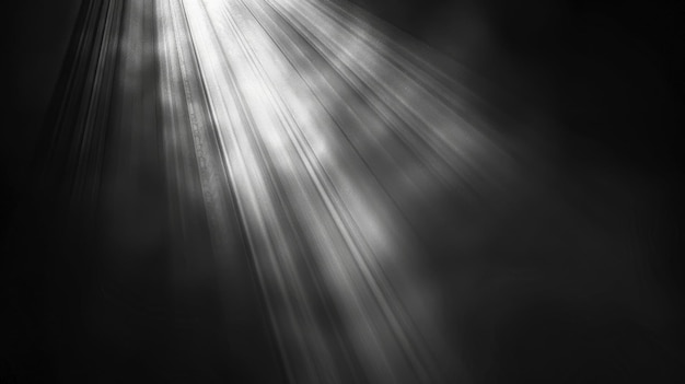 Photo soft and blurred sun rays gently fan out from a focal point against a deep black background