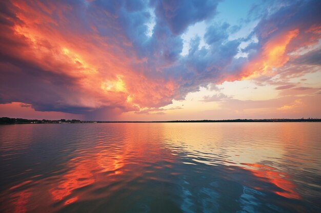 Soft clouds tinged with the colors of a setting sun