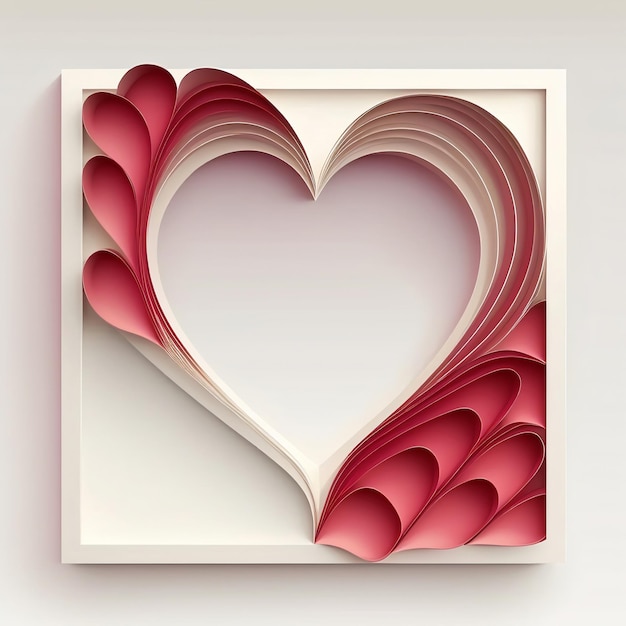 Soft Color Paper Cut Heart Shape Frame Or Background In 3D Render