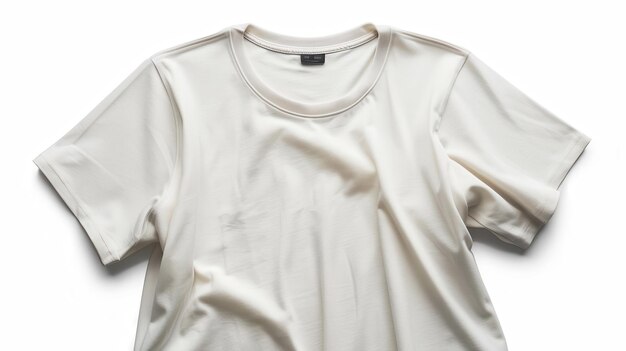 Photo a soft cream tshirt laid gracefully on a white background under soft natural light