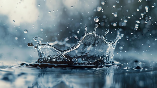 Soft Diffused Lighting Water Splash CloseUp with Blurry Background