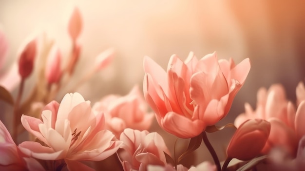 Soft dreamy sweet flower for love romance background Generative AI