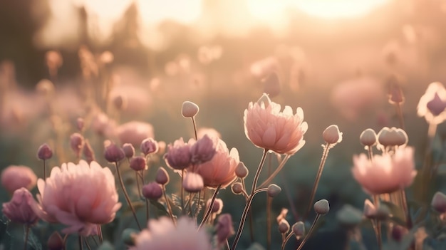 Soft dreamy sweet flower for love romance background Generative AI