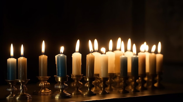 Soft glow of Hanukkah candles AI generated