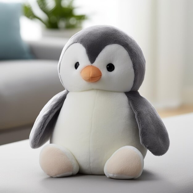 Photo soft gray penguin stuffed animal adorable and cuddly toy for all ages