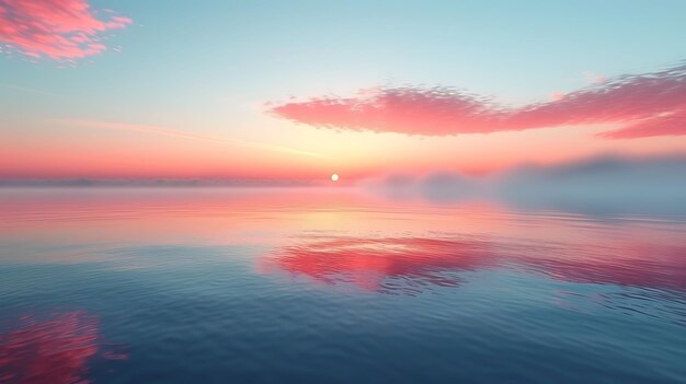 Photo the soft hues of dawn reflected in calm waters