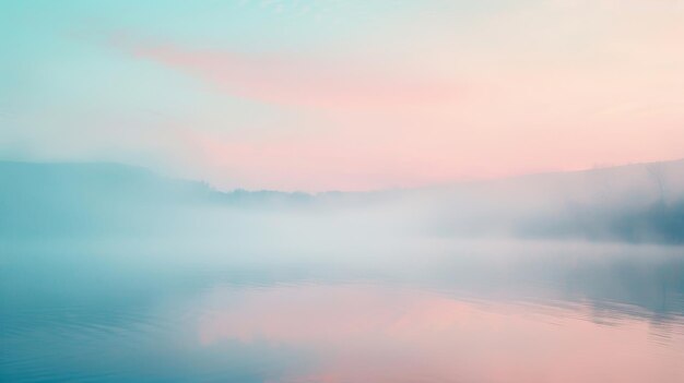 Photo the soft morning mist envelops the landscape in a gradient of dusty rose rosy mauve and powdery blue