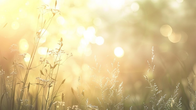 Photo soft natural background gentle sunlit grass field view