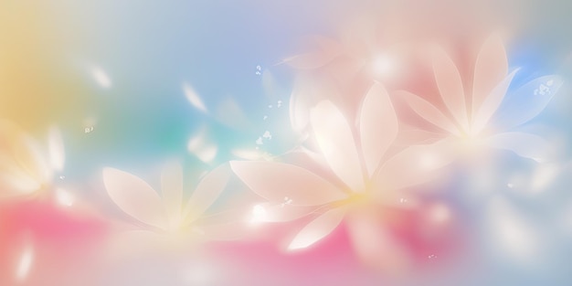 Soft Pastel Color Background with Petals and Bokeh Lights