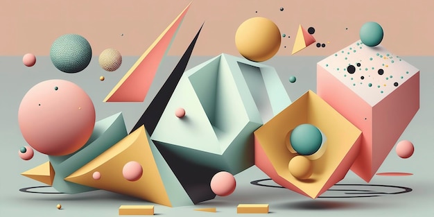 Soft Pastel Hues Enhancing a Vibrant Geometric Shapes Pattern