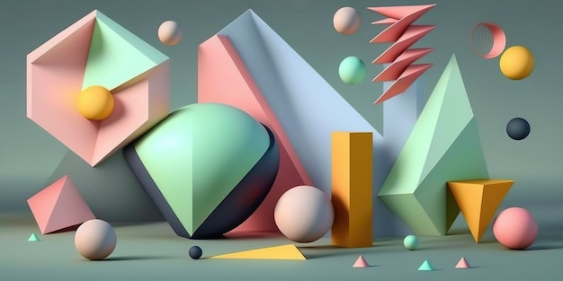 Soft Pastel Hues Enhancing a Vibrant Geometric Shapes Pattern