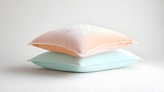 Photo soft pastel pillows monogram white background