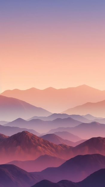 Soft Peach and Lavender Minimalist Mountain Landscape Wallpaper AI Generated