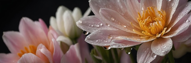 Soft Petals of a Blooming Flower with Dew Drops