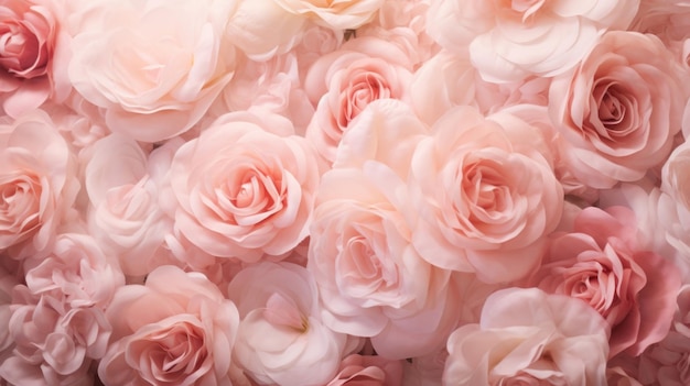 The soft petals of velvety roses gracefully fall in a gentle cascade framing the space with a touch