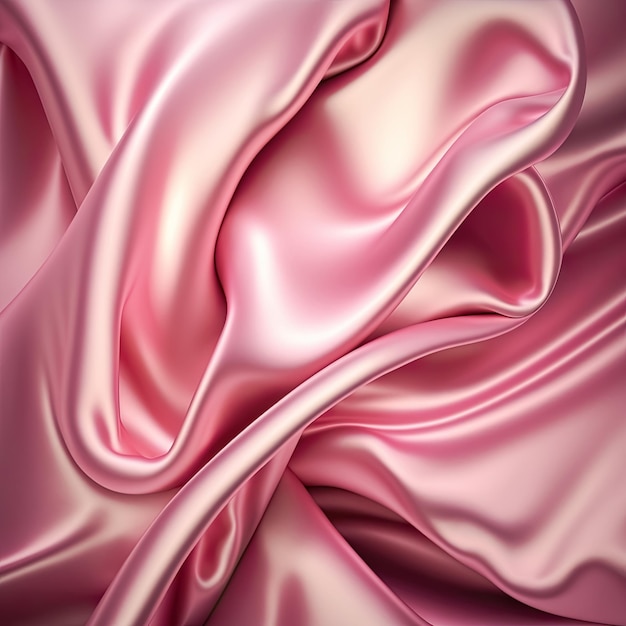 Soft pink abstract shiny plastic silk or satin wavy background Generative AI