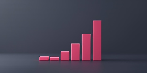 Soft pink bar graph on a dark grey background minimalist style