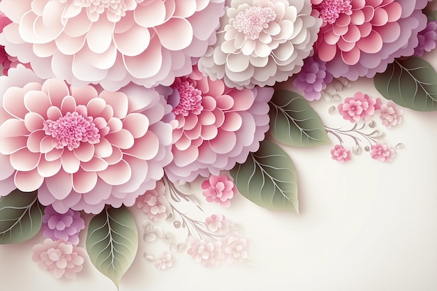 Soft Pink flowers for wedding background. Valentine's day flowers background. AI Generated